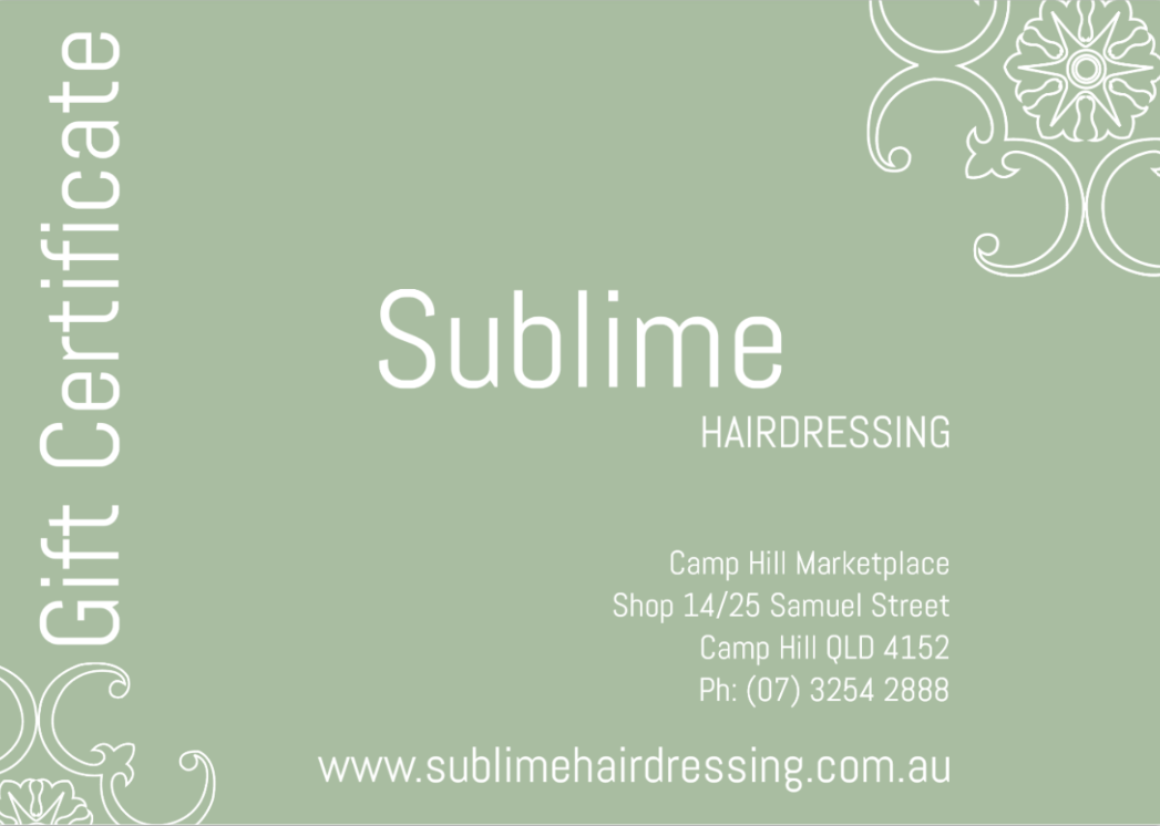 Sublime $100 Gift Voucher (Hard Copy Voucher - Delivered by Post)